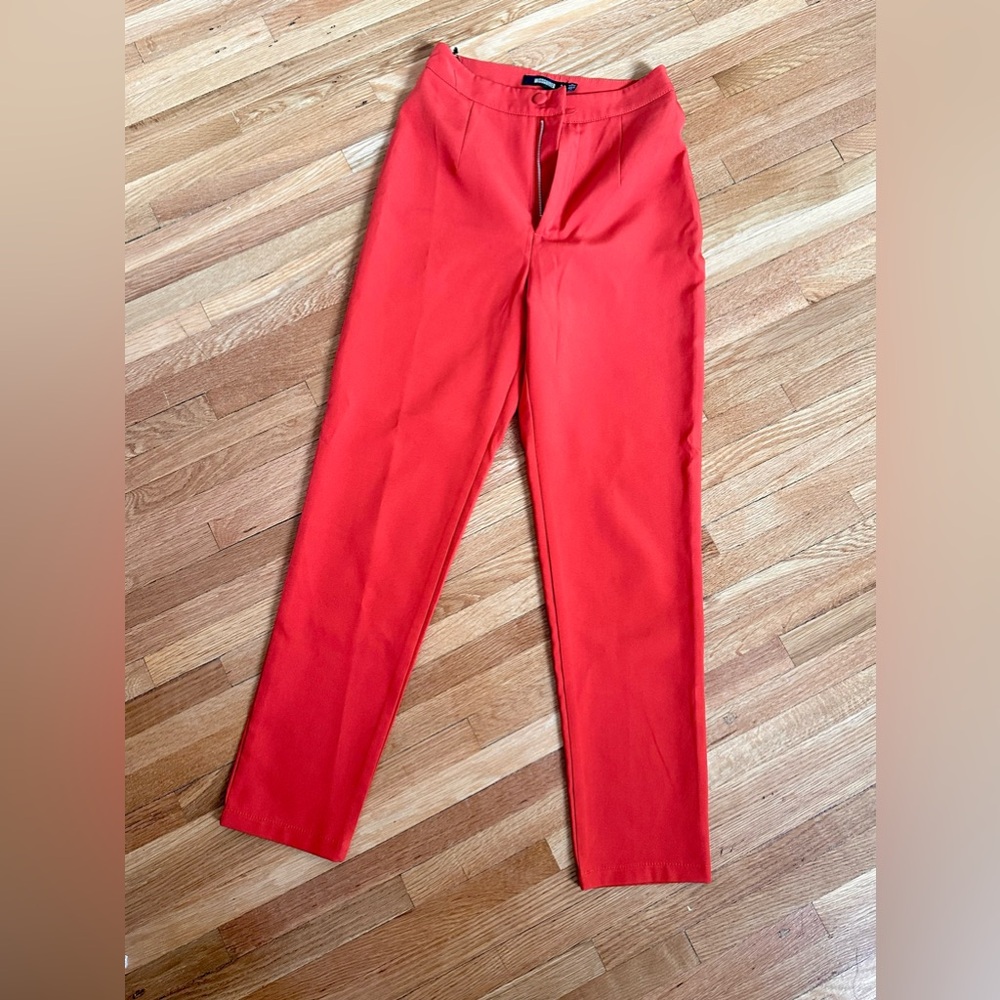 Missguided Orange Mid Rise Skinny Trouser Pants